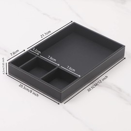 SYRWDXTX Guestroom Decoration Tray, Nightstand or Dresser Organizer, Valet Tray, Nightstand Organizer, 4 Compartments,PU Leather Drawer Storage Organizer Decorative Trays.