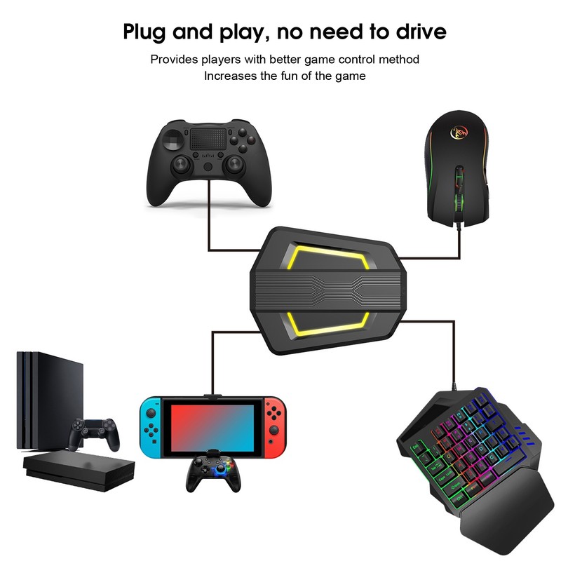 Keyboard Mouse Converter Gaming Adapter Base Kit Mobile Version Fit