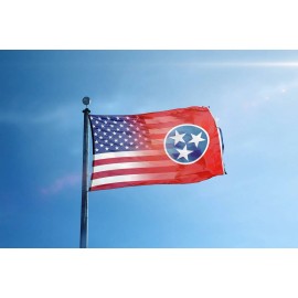 Bannerfi 3x5 ft Tennessee & American Flag Blend: 100% Polyester Banner, Double Sided - Double Sided