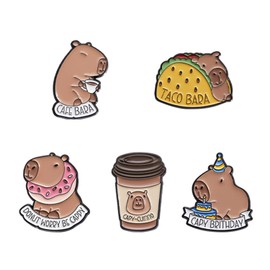 5Pcs Cartoon Capybaras Enamel Pin Capybara Enamel Pins, Cute Funny Capybara Letters Brooch Pins, Capybaras Are My Spirit Animal, for Lover Girl Friends