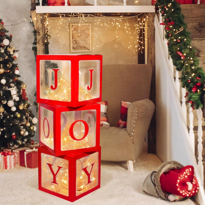Christmas Decorations Large Red Transparent Light Box, Holiday Party Home