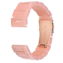 C2D JOY Compatible with Garmin vivoactive 4s Thin Light Resin Strap With Stainless Steel Buckle Replacement Bands - 18mm Pink