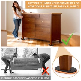 4 PCS Felt Furniture Sliders for Hardwood Floors 24cm x 14cm Oval Reusable Furniture Slider with Extra Thick Design - Heavy-Duty Furniture Movers - Felt Sliders Effortless Moving