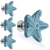 Luomorgo 4 Pack Ceramic Starfish Drawer Knobs - Coastal Blue