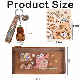 1 Set Capybara Stationery Set, Pencil Case Set, School Supplies, Includes Pen, Notebook, Stickers, Keychain and Pencil Pouch, Perfect for School, Office, or Travel, Gifts for Students Stationery