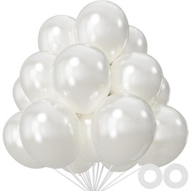 110pcs Pearl White Balloon 12 inch, Pearl white Latex Balloons for Birthday Party Baby Shower Wedding(with 2 Ribbons).