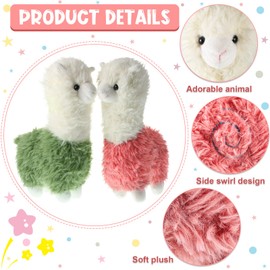 2 Pieces 11 Inches Llama Stuffed Animal Llama Plush Stuffed Alpaca Plushie Stuffed Llama Alpaca Plush for Doll Girls Present Baby (Green, Pink)