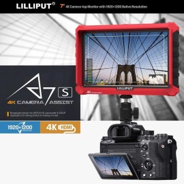 LILLIPUT 7"  Model  A7s 4K HDMI 1.4 30Hz Field Monitor with LP-E6 battery Plate