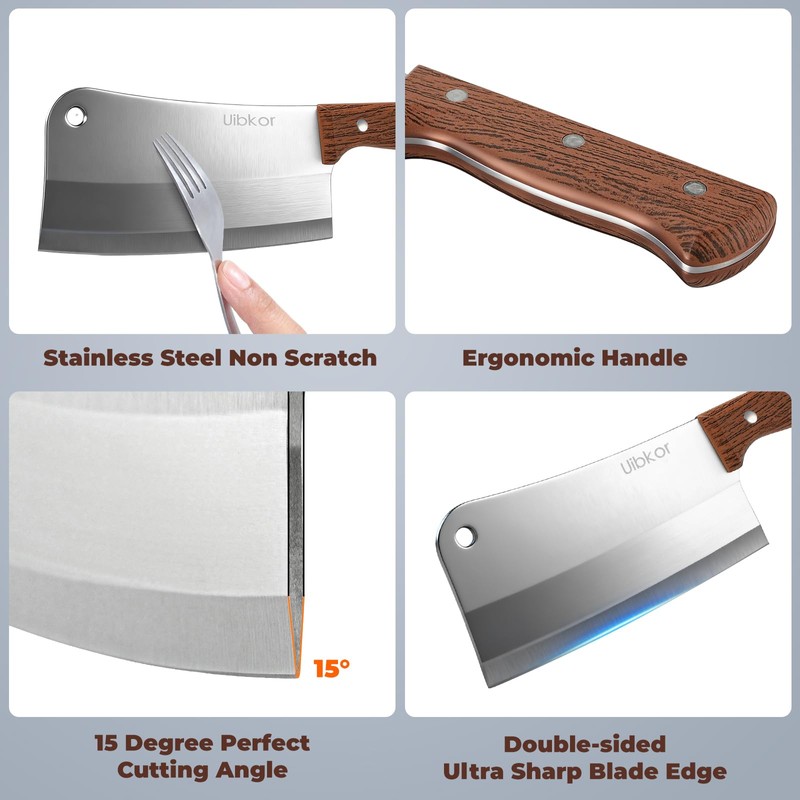 7 Inch Meat Cleaver Knife, Professional Butcher Knife, Heavy Duty