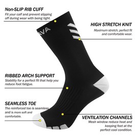 Dovava Dri-tech Compression Crew Socks 15-20mmHg (4 Packs) Quick Dry Athletic Running Socks, Small-Medium, Black-Grey-White
