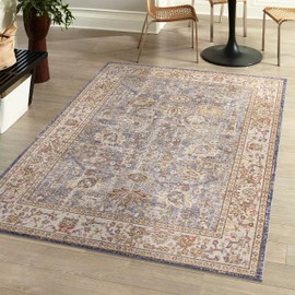 JONATHAN Y MDP304B-5 Alba Modern Faded Peshawar Indoor Area-Rug Vintage Glam Bohemian Easy-Cleaning Bedroom Kitchen Living Room Non Shedding, 5 ft x 8 ft, Grey
