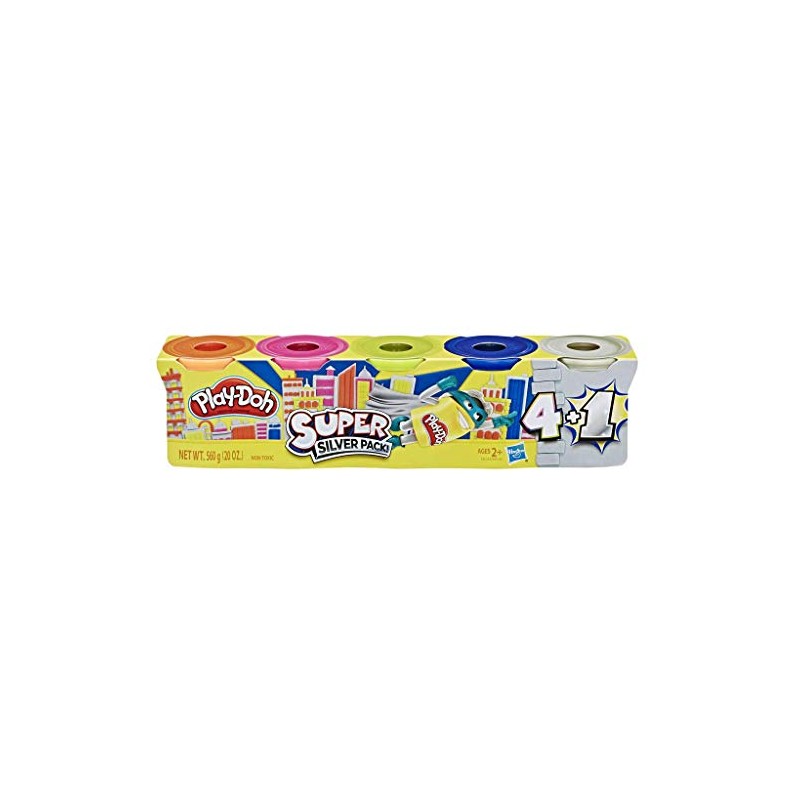 Play-Doh Super Silver 5er Pack ungiftige Farben inkl. 1 Super