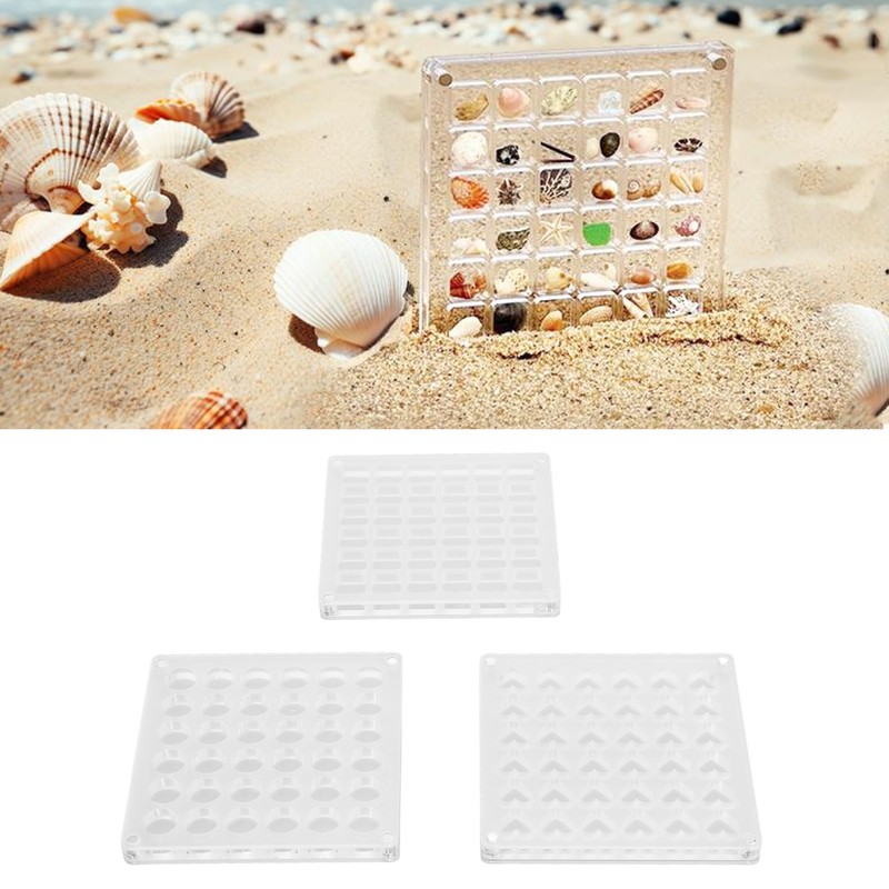 3pcs 36 Grids Acrylic Magnetic Shell Display Case Decorative Shell