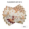 Fall Placemats Set of 4,Pumpkin Maple Leaf Floral Table Mats