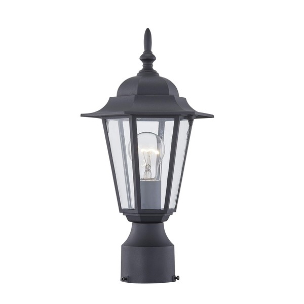 WISBEAM Outdoor Post Light, Pole Lantern, E26 Base 60W Max, Metal Housing Plus Glass, Wet Location Rated, ETL Qualified, Bulbs not Included, Black