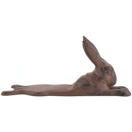Upper Deck Rabbit Design Cast Iron Door Stop Wedge - Funny Brown Door Stop - Rust Finish