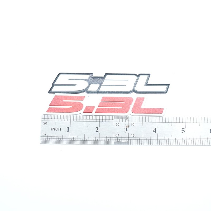 Pair Set 5.3L Liter Embossed Highly Polished Real Aluminum Auto