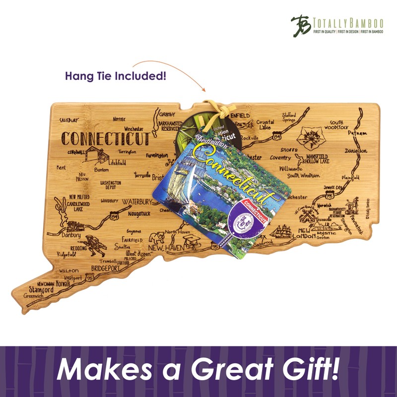 Totally Bamboo Connecticut State Destination Bamboo Serving and Cutting Board