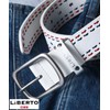 Liberto Edwin Men's Belt, Synthetic Leather, Square Buckle, Double Stitched,
