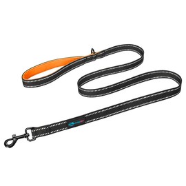 PHOEPET 5 Feet Heavy Duty Dog Leash - Reflective - Soft Padded Handle Traffic Grip for Extra Control (L,Orange)