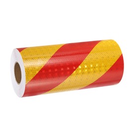 MECCANIXITY Reflective Tape, 8 Inch x 49 ft Warning Safety Sticker Night Reflectors Self-Adhesive Trailer Reflector Twill Tape for Cars Trucks Trailer, Yellow Red