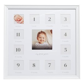 Little Blossoms My First Year Frame, Baby's First Twelve Months Photo Collage and Gender Neutral Keepsake, Ideal for Baby Shower, New Mom Gift and Nursery Décor