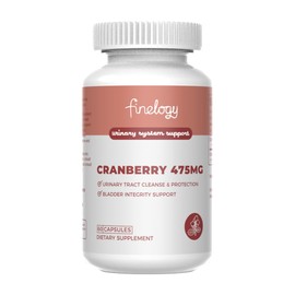 finelogy Cranberry 475mg Capsules, Urinary Tract Cleanse & Protection, Supports Urinary Health，Bladder Integrity Support, 60 Count