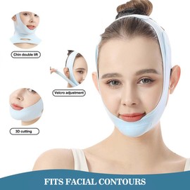 Face Lifting Band – Double Chin Reducer Adjustable Elastic Chin Strap 3D Contour Fit Breathable Sleeping V-Line Slimming Mask