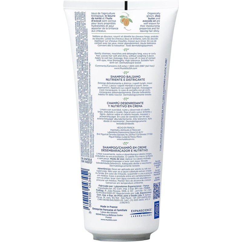 Mustela Shampoo en crema Desenredante y Nutritivo, 200ml