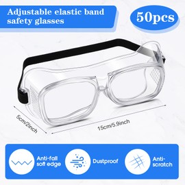 Tellegloww 50 Pairs Safety Goggles Safety Glasses Anti Fog Anti Scratch Eye Protection Clear Lens Onion Goggles Anti Dust Protective Glasses Lightweight Eyewear for Science Chemistry Construction