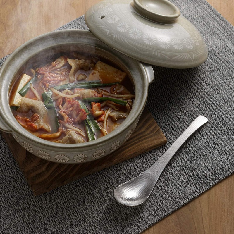 Shimomura 43070 Japanese Astragalus Spoon, Hammered, Stainless Steel, Curry, Rice
