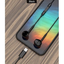 USB C Wired Headphones, Wired HiFi Stereo Noise Reduction Earphone with Mic & Volume Control Hands Free Compatible with All Android Devices, tablets, Laptops And More (Black)