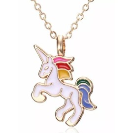 Unbranded 1 pcs wholesale Unicorn Charm Chain Gold Necklace Party Favors teens rainbow