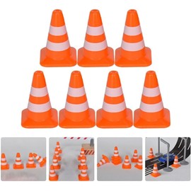 14pcs Miniature Road Cone Orange Mini Traffic Cones Plastic Sign Road Cone Toy Roadblock Cone Sign Model Photo Prop Educational for Kids Small Orange Cones Construction Cones,Safety Barriers
