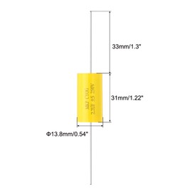 PATIKIL 2.2uF 250 V Frequency Divider Capacitor, 1 Pcs Axial Audio Speaker Crossover Step-less Film Capacitor MKP Capacitor for Audio Equipment Appliances, Yellow