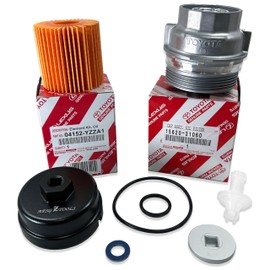 Genuine 04152-YZZA1 oil filter with Genuine 15620-31060 Oil Filter Housing Cap and 15643-31050 Cap Plug includes APSG Wrench and crush washer.