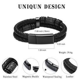 Minicremation Viking Thor's Hammer Urn Bracelet for Ashes for Men Braided Genuine Leather Urn Bracelet for Human Memorial Gift, Stainless Steel, No Gemstone