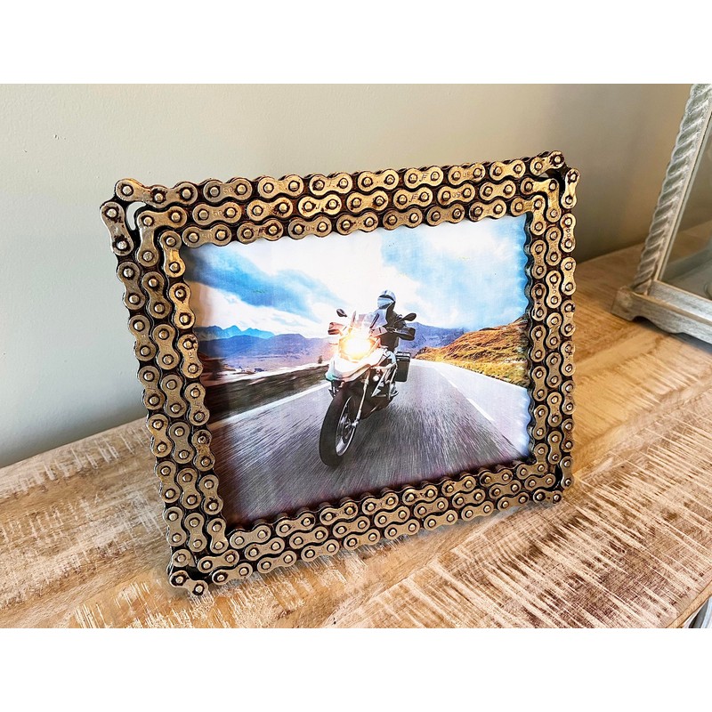 Bicycle/Motorcycle Chain Picture Frame 8" X 10" Photo - Faux