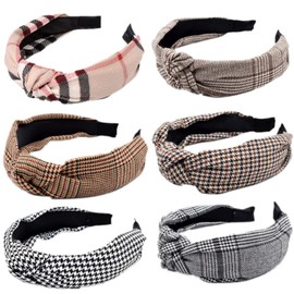 6 Pieces Women's Headband Crossed Knotted Wide-Brimmed Hair Bands Fashion Small Flowers Headband Hair Accessories for Women and Girls (hairband_6suhengwen)