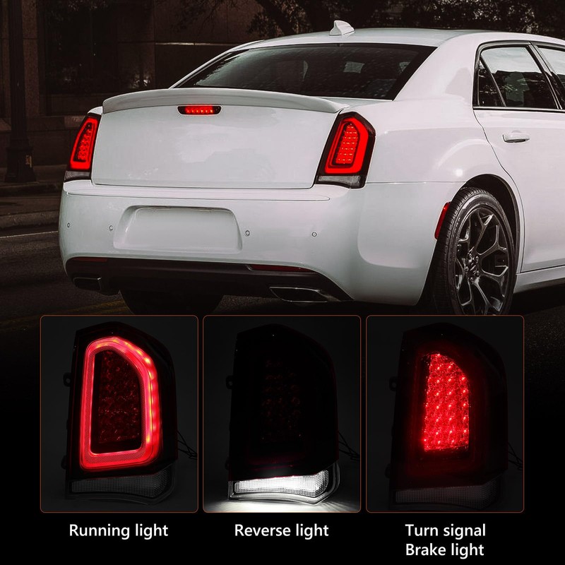 FIONE Full LED Tail Lights Compatible with Chrysler 300C/300 2015-2023Sedan