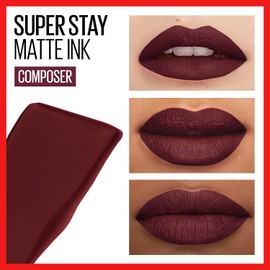 Maybelline SuperStay Matte Ink City Edition Liquid Lipstick Makeup, Pigmented Matte,, Long-Lasting Wear, Smooth Matte Finish, Composer, 0.17 Fl Oz, Pack of 1