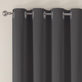 VEHEDE Thermal Curtain, Cold Protection Curtains with Eyelets, Living Room, Soundproofing, Blackout Curtains, Window, Heat-Insulating Curtains, Opaque, 183 cm Long, H 183 x W 117 cm, Dark Grey, Set of