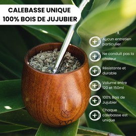 YVY MATÉ Premium Starter Set for Maté | Natural Wood Calabash & Stainless Steel Bombilla | Preparation Manual Included