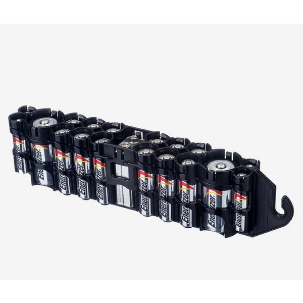 Storacell by Powerpax PBC Original Mulit-Pack Battery Storage Caddy, Black, Holds 19 Various Batteries (Not Included)