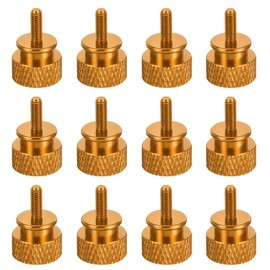sourcing map 12pcs M3x8mm Knurled Thumb Screw Computer Case Threaded Hand Tighten Screws Aluminum Alloy for PC Case, Gold