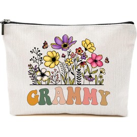 Grammy Wildflowers Gifts For Mother's Day Makeup Bags - Grammy Flower Gift Bags - Mom Birthday Gifts - Travel Cosmetic Bag For Birthday