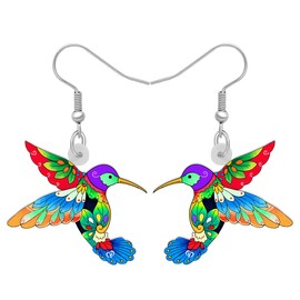 OUSIO Acrylic Colorful Hummingbird Earrings Hummingbird Jewelry Cute Tropical Bird Charms Spring Summer Accessories Gifts For Women (Multi)