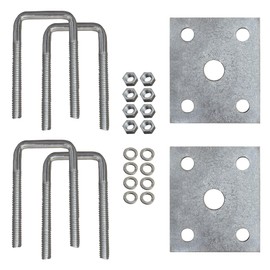A.A Square U Bolts & Tie Plate Kit for 1-1/2" Trailer Axle, Galvanized Zinc