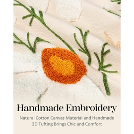 Kokaaee Embroidered Lumbar Pillow Covers - 20x12 Decorative Pillow Covers with Zipper Aesthetic Cute Design Boho Summer Cozy Throw Pillowcases for Living Room Couch Sofa Bed, Daisy