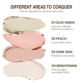 evpct Pot Concealer Full Coverage kit with Brush for Older Women, 4 Nude Shades Under Eye Color Corrector Concealer Palette for Dark Circles Mature Skin Makeup, Waterproof Foundation Color Corrector